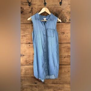 Classic JCrew Denim Sleeveless Shirt Dress - XS